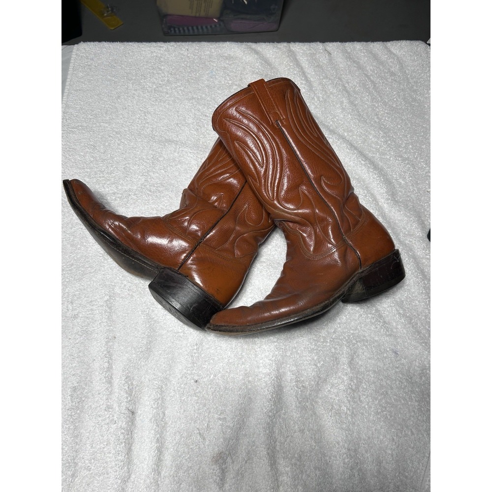 Vintage Acme Stock Show Cowboy Boots Brown Leather Mens 10D Made in USA